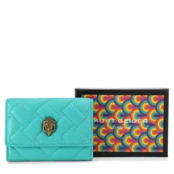 Kurt Geiger 🪢 NIB Teal Quilted Trifold Wallet